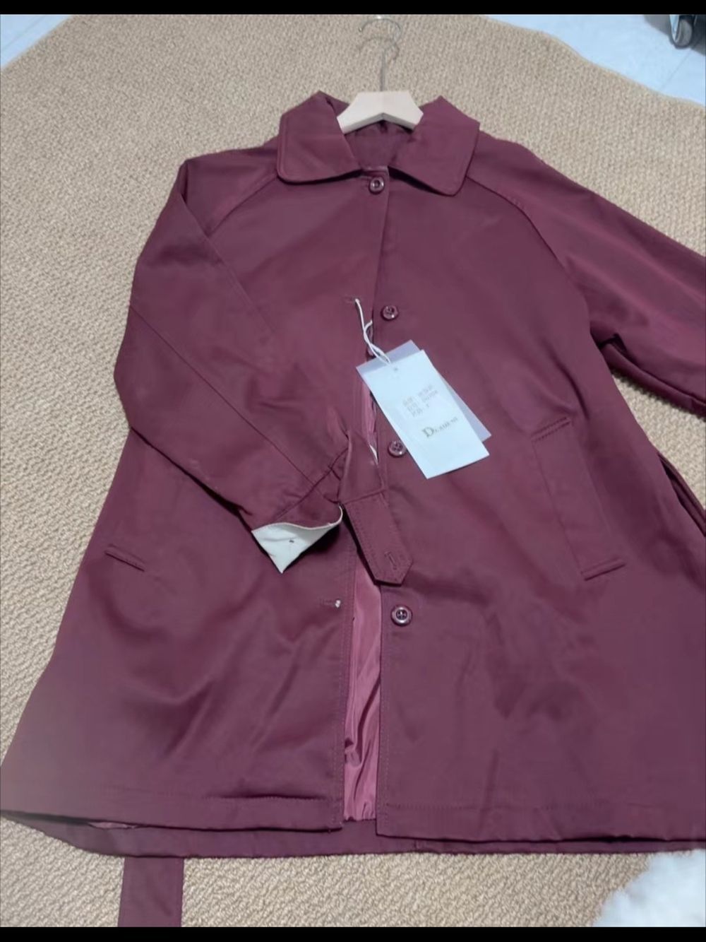 Dior Burgundy Single-Breasted Trench Coat